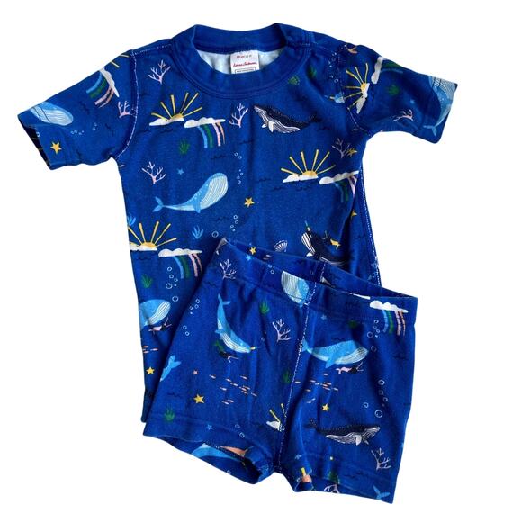 Hanna Andersson Whales and Narwhals Short John Pajamas - 3T or 90cm - Picture 1 of 8